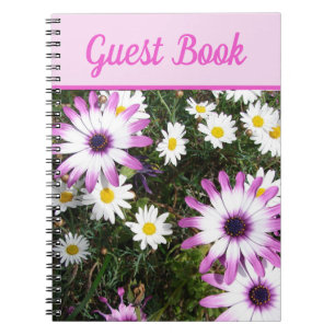Caderno Espiral Livro de Convidados Daisy Linda Flor Rosa Rosa Ros