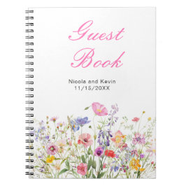Caderno Espiral Livro de Convidados de Casamento Floral de Primave