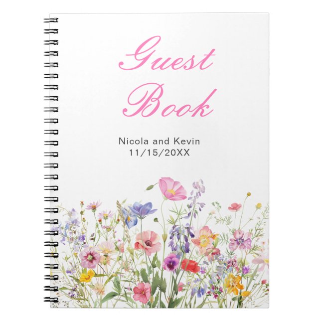 Caderno Espiral Livro de Convidados de Casamento Floral de Primave (Frente)