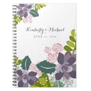 Caderno Espiral Livro de Convidados de Casamento Floral do Succult