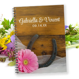 Caderno Espiral Livro de Convidados de Casamento Ocidental, Rosa D