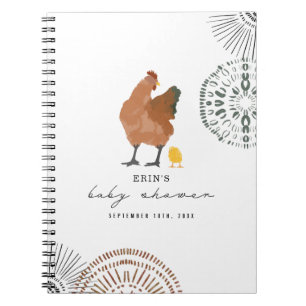 Caderno Espiral Livro de Convidados de Chás de fraldas de frango