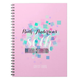 Caderno Espiral Livro de Convidados de Festa de aniversário Rosa 8