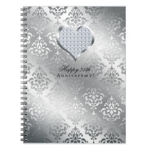 Caderno Espiral Livro de Convidados do 25 de Casamento de Prata