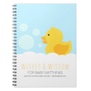 Caderno Espiral Livro de convidados do Chá de fraldas Ducky da Bor