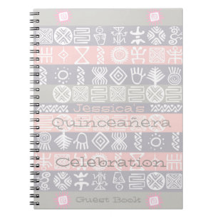 Caderno Espiral Livro de Convidados do Étnico Boho-Chic Quinceañer