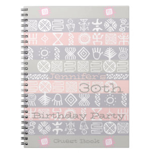 Caderno Espiral Livro de convidados personalizável do partido ét