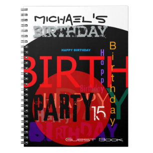 Caderno Espiral Livro de Convidados sobre Festa de aniversário de