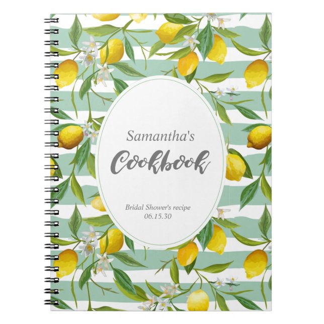 Caderno Espiral livro de cozinheiros personalizado sobre limão, (Frente)