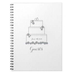 Caderno Espiral Livro de hóspedes branco do bolo de casamento