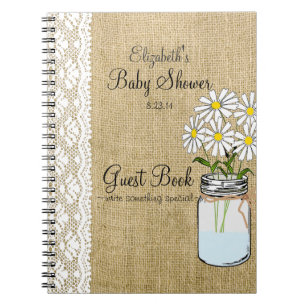 Caderno Espiral Livro de hóspedes branco do chá de fraldas do laço