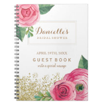 Livro de hóspedes cor-de-rosa customizável do chá