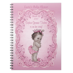 Caderno Espiral Livro de hóspedes cor-de-rosa da princesa chá de