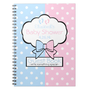 Caderno Espiral Livro de hóspedes cor-de-rosa e azul do chá de