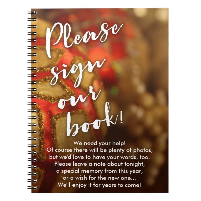 Caderno Espiral Livro de hóspedes da festa natalícia da foto dos (Frente)