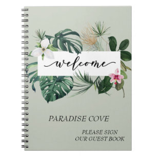 Caderno Espiral Livro de Hóspedes de Aluguel de Casa Tropical em A