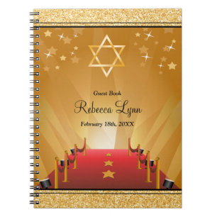 Caderno Espiral Livro de hóspedes de Mitzvah do bastão da estrel