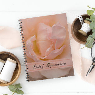 Caderno Espiral Livro de hóspedes de Quinceañera do rosa do rosa