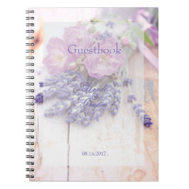 Caderno Espiral Livro de hóspedes de Rosa e Lavanda de Verão
