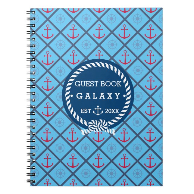 Caderno Espiral Livro de hóspedes do barco mim azul de turquesa (Frente)