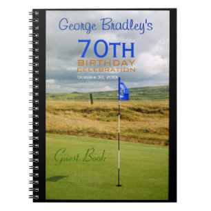 Caderno Espiral livro de hóspedes do golfe da celebração do