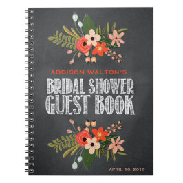 Caderno Espiral Livro de hóspedes floral do chá de panela do