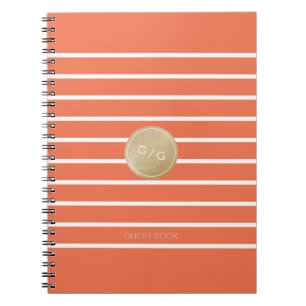 Caderno Espiral Livro de hóspedes moderno e minimalista laranja