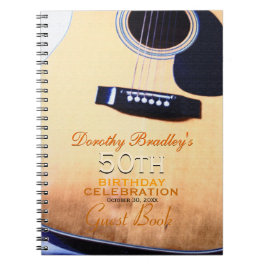 Caderno Espiral Livro de hóspedes personalizado da guitarra 50th