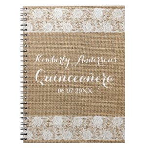 Caderno Espiral Livro de hóspedes romântico de Quinceañera do l