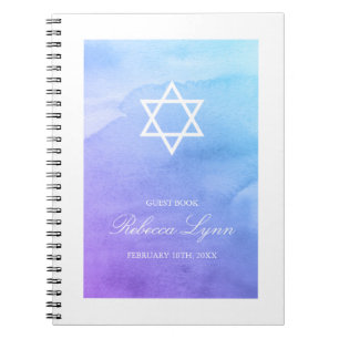Caderno Espiral Livro de hóspedes roxo de Mitzvah do bastão da