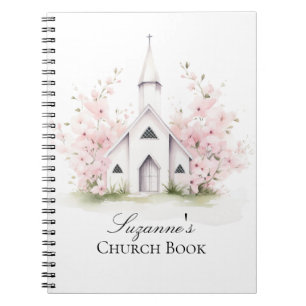 Caderno Espiral Livro de Igreja Floral Rosa Personalizado