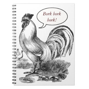 Caderno Espiral Livro de ilustração do galo da vindima