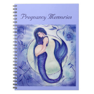 Caderno Espiral Livro de memória da sereia de grávida roxa de Rene
