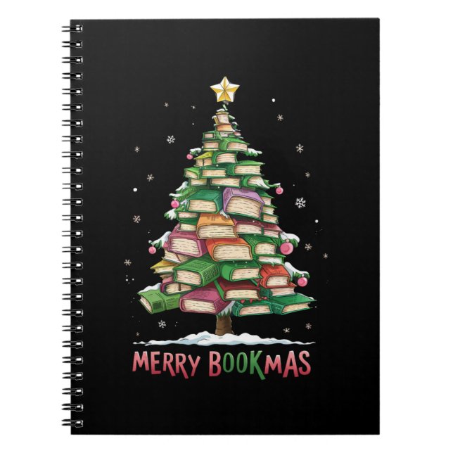 Caderno Espiral Livro de Natal Lover Tree Bibliotecas de Felizes B (Frente)