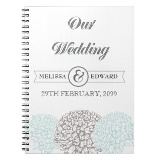 Caderno Espiral Livro de nota da espiral do casamento do Zinnia do