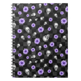 Caderno Espiral Livro de Nota Floral Roxo Gótico