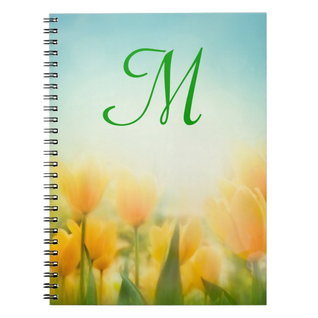 Caderno Espiral Livro de Nota Inicial do Monograma da Tulipa Amare (Frente)