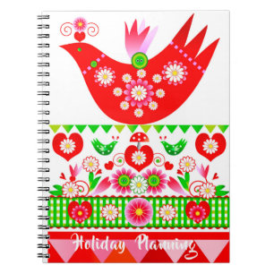 Caderno Espiral Livro de Notas de Aves de Férias do Mod Scandi
