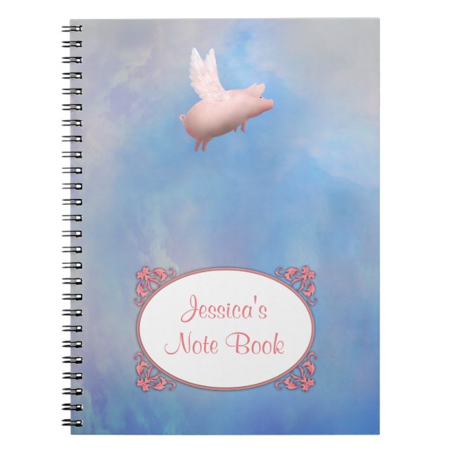 Caderno Espiral Livro de Notas de Suíno Voador (Frente)