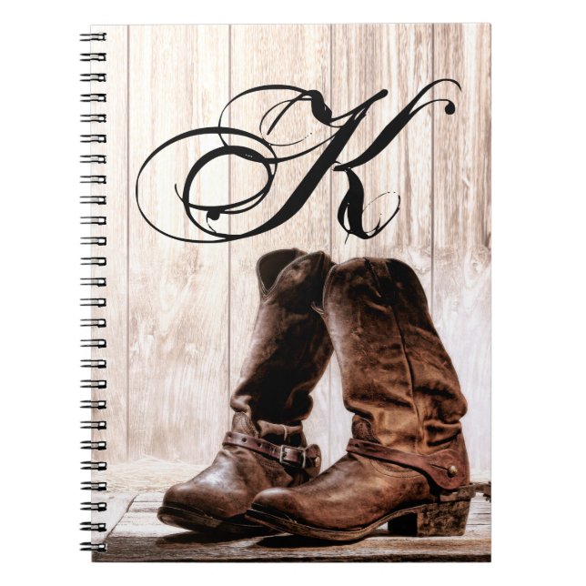 Caderno Espiral Livro de Notas Personalizado Boot Country Rustic W (Frente)