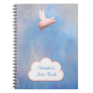 Caderno Espiral Livro de Notas Personalizável do Porco Voador