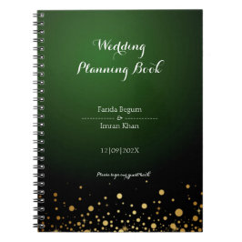 Caderno Espiral Livro de Planeamento do Casamento de Emerald Green