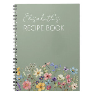 Caderno Espiral Livro de Receitas Chá de Noiva Flores Silvestres V