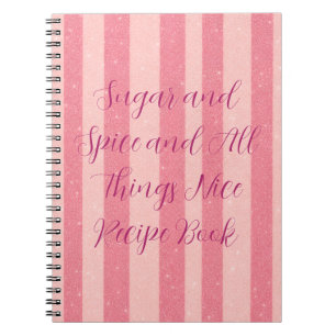 Caderno Espiral Livro de Receitas de Listras de Bala Rosa