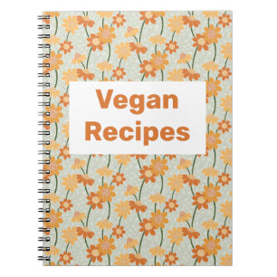 Caderno Espiral Livro de receitas de Vegan Bonito retrorado muda f