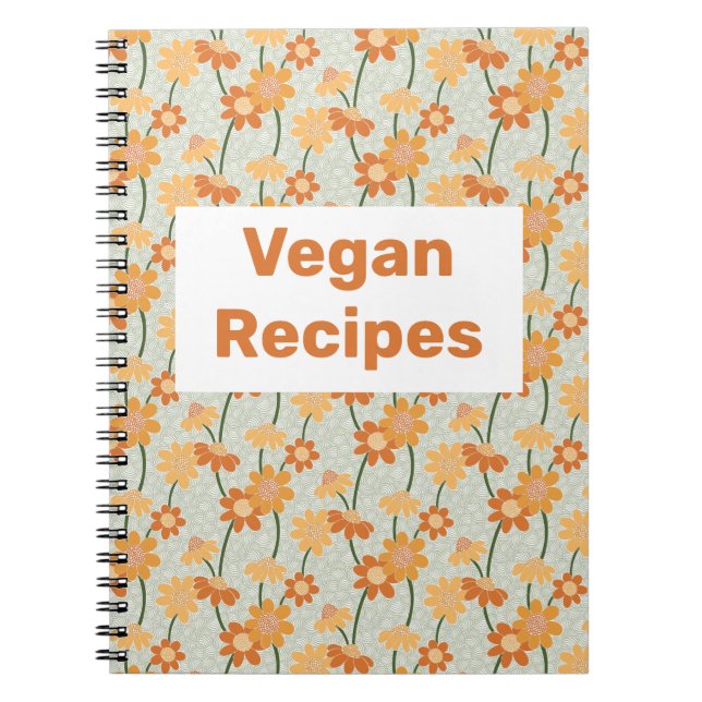 Caderno Espiral Livro de receitas de Vegan Bonito retrorado muda f (Frente)