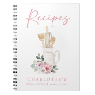 Caderno Espiral Livro de Receitas do Chá de panela Rosa-Escamudo E