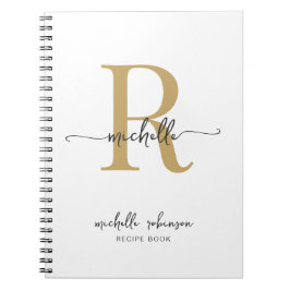 Caderno Espiral Livro de Receitas Elegante Feminino em Ouro Branco
