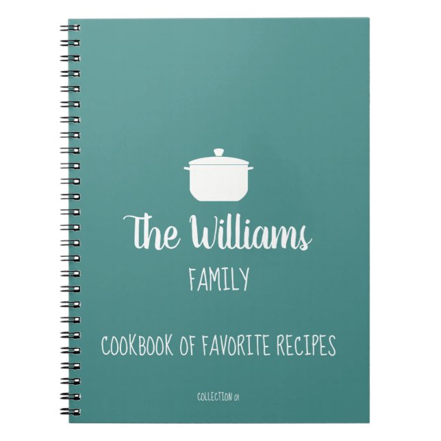 Caderno Espiral livro de receitas favorito da família azul (Frente)