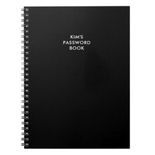 Caderno Espiral Livro de Senha Preto Personalizado